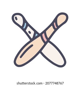 ícono simple del doodle vectorial color de los bates de béisbol