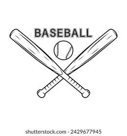 Baseball bats crossed and ball, baseball logo vector illustration