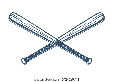 Baseball bats crossed vector logo or sign, gangster style theme.