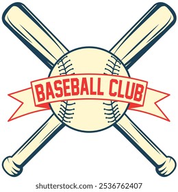 Baseball bats emblem, logo with crossed bats and ball.Team or sport club emblem design	
