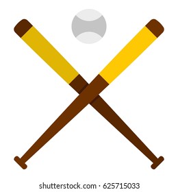 Baseball bats and baseball icon flat isolated on white background vector illustration