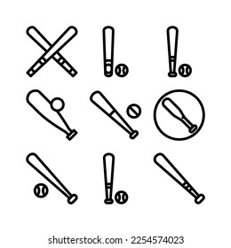 icono de bates de béisbol o logotipo símbolo de signo aislado ilustración vectorial - iconos vectoriales de estilo negro de alta calidad