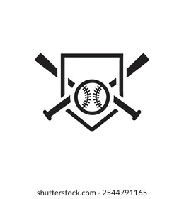 Baseball with bats icon on white background