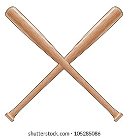 Baseball Bats is an illustration of two crossed wooden baseball or softball bats. Great for t-shirt designs.