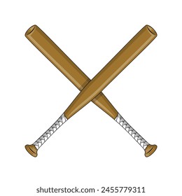 Baseball Bats is an illustration of two crossed wooden baseball or softball bats. Vector and eps 10 illustration. Sign, Logo or symbol of crossed wooden baseball or softball bats.