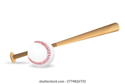 Baseball and Baseball bats on background, sport game , vector illustration.