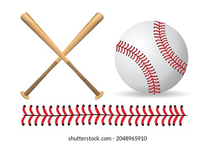 Baseball and Baseball bats on a white background, sport game , vector illustration.