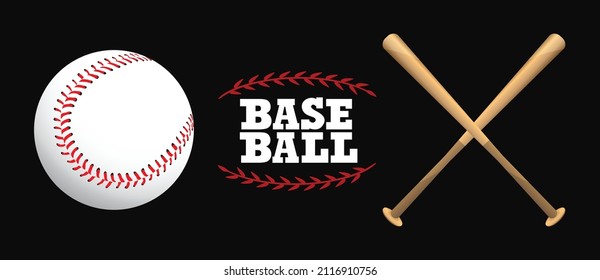 Baseball and Baseball bats on a white background, sport game , vector illustration.