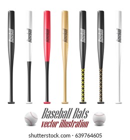 Baseball and baseball bats set isolated on white background. Vector Illustration