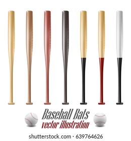 Baseball and baseball bats set isolated on white background. Vector Illustration