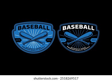 baseball bats, baseball sticks crossed retro vintage logo vector design collection set for baseball sport club, tournament, t shirt, merchandise designs