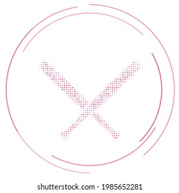 The baseball bats symbol filled with pink dots. Pointillism style. Vector illustration on white background