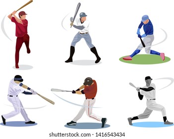 Baseball batsmen vector illustrations for editorials and sports news sections svg