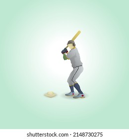 A baseball batter at the base ready to hit the pitch. Vector illustration.