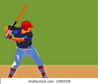 baseball batter with blue uniform as vector illustration