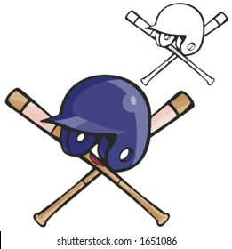 Baseball batter helmet and bats. Vector illustration