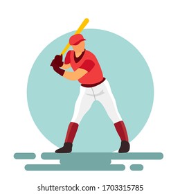 Baseball batter hitter concept vector illustration on white background. A sportsman holding baseball bat flat design. Athlete player. 