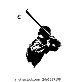 Baseball batter, hitter, isolated vector silhouette, ink drawign. Baseball player logo