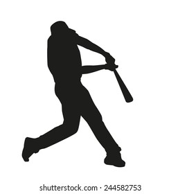 Baseball Batter Hitting Ball. Vector Silhouette