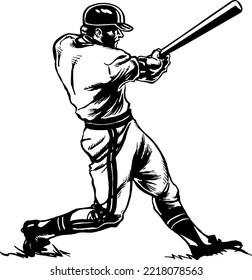 Baseball Batter Hitting Vector Illustration