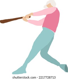 Baseball Batter Icon Handrawing Illustration