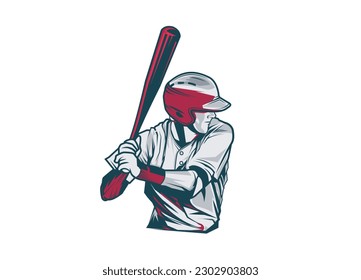 Baseball batter. Baseball Player Illustration Vector. baseball ready to hit the ball.