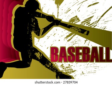 Baseball batter poster. Vector illustration.