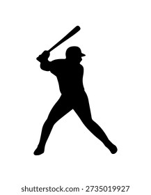 Baseball batter silhouette standing in hitting stance, holding a bat