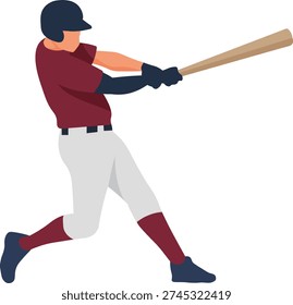 Baseball Batter Swinging the Bat in Championship Game Vector Illustration