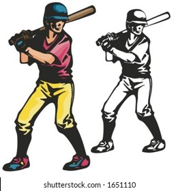 Baseball batter. Vector illustration