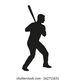 Baseball batter. Vector silhouette