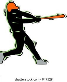 Baseball batter.Pantone colors.Vector illustration