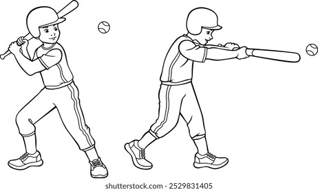 baseball batting line vector illustration isolated on with background