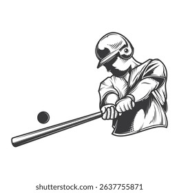 Baseball Batting Player Hitting the ball vintage classic retro silhouette icon vector illustration design on white background