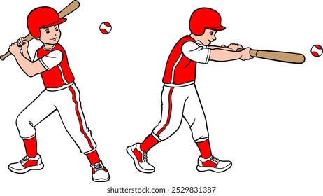 baseball batting vector illustration isolated on with background