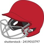 Baseball battling helmet flat design illustration