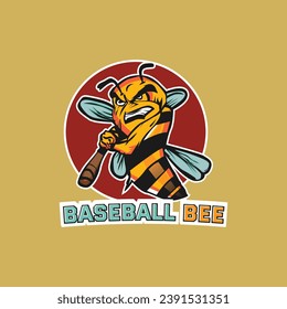 Baseball Bee vector logo design