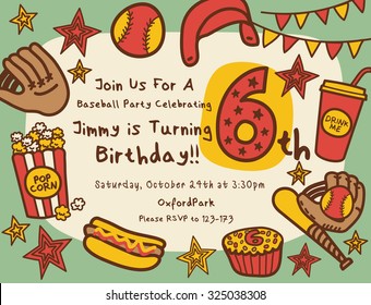 Baseball Birthday Party Invitation