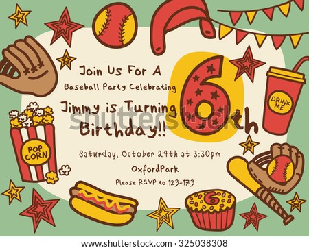 baseball birthday party invitation stock vector royalty free