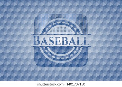 Baseball blue badge with geometric background. Vector Illustration. Detailed.