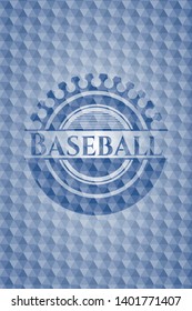 Baseball blue emblem or badge with abstract geometric pattern background. Vector Illustration. Detailed.