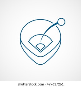 Baseball Blue Field Line Icon On White Background