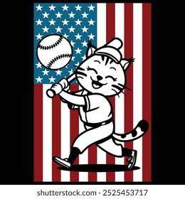 Baseball Bobcat American Flag Patriotic T-shirt