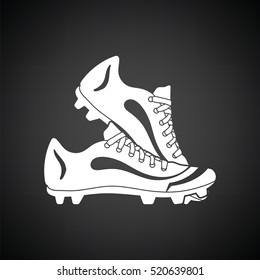 Baseball boot icon. Black background with white. Vector illustration.