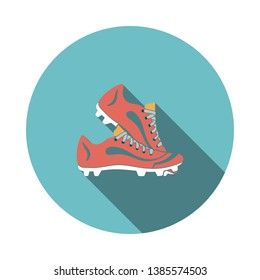 Baseball Boot Icon. Flat Circle Stencil Design With Long Shadow. Vector Illustration.