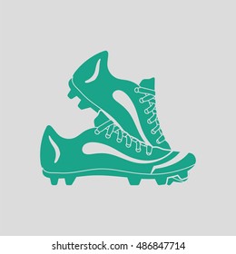 Baseball boot icon. Gray background with green. Vector illustration.