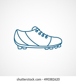 Baseball Boots Blue Line Icon On White Background