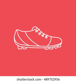 Baseball Boots Line Icon On Red Background