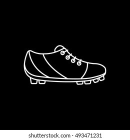Baseball Boots Line Icon On Black Background