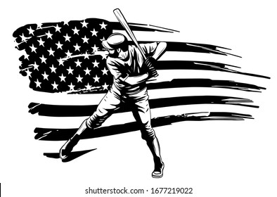   Baseball Boy Cartoon Player with Bat Vector Illustration